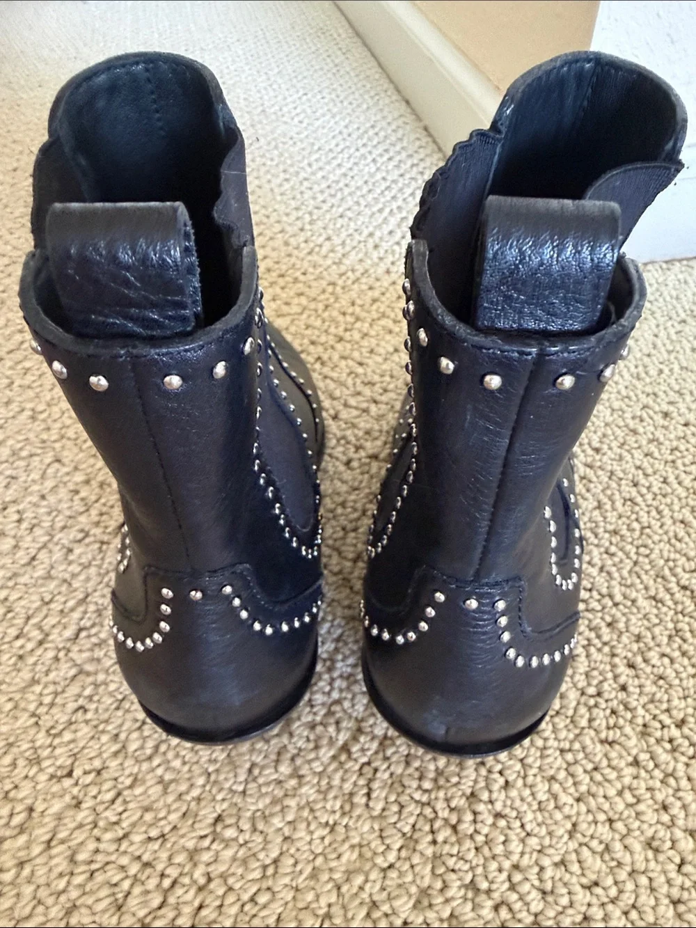 PAIGE Black Studded Pointed-Ankle Boots - Picture 6 of 6
